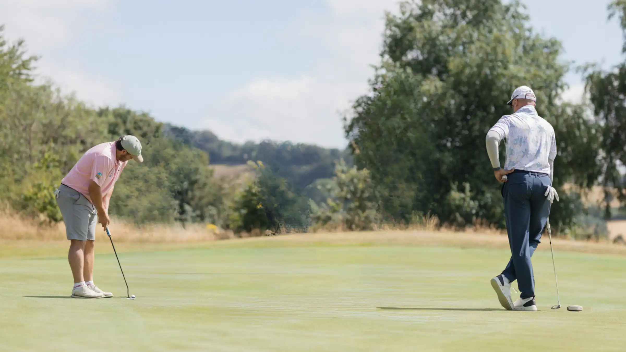 Golfer teeing off on the Montgomerie Course at Celtic Manor during the Fairway Championship Invitational
